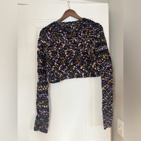 NWT $352 Sea NY Cut Out Crop Ceres Pink Black Crochet Sweater Merino Wool Size S - Picture 7 of 7